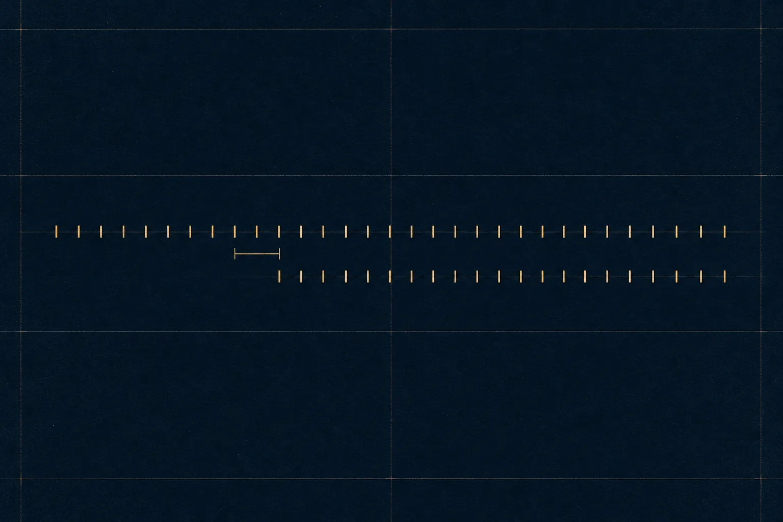 Abstract illustration of two parallel tracks, one day apart: a decision track and a publication track.